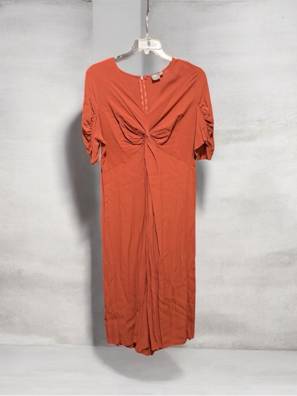 ASOS Rust Orange Twist-Front Midi Dress